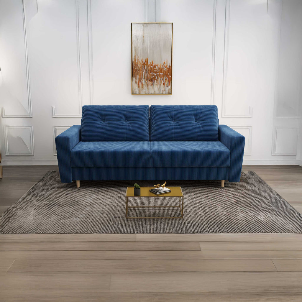 Canapea extensibilă dumonde cu ladă de depozitare si sezut confortabil din spuma high-density, Summer Zoom Albastru 225x100 cm