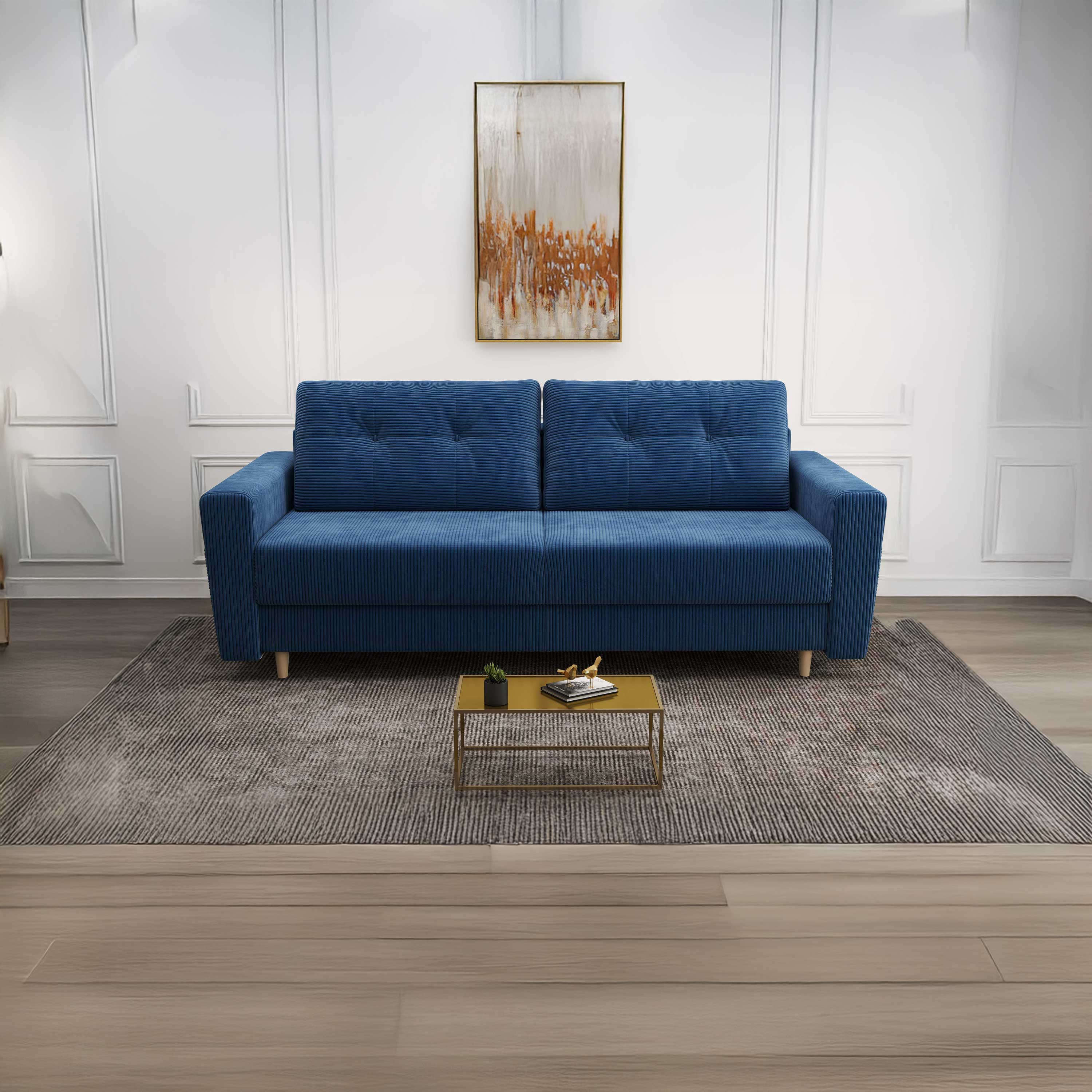 Canapea extensibilă dumonde cu ladă de depozitare si sezut confortabil din spuma high-density, Summer Zoom Albastru 225x100 cm