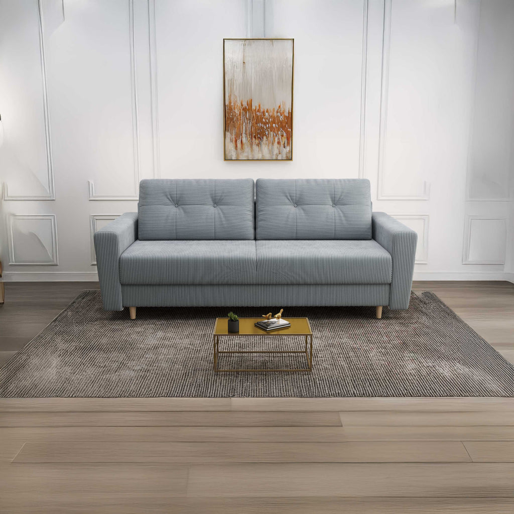 Canapea extensibilă dumonde cu ladă de depozitare si sezut confortabil din spuma high-density, Summer Zoom Grey 225x100 cm