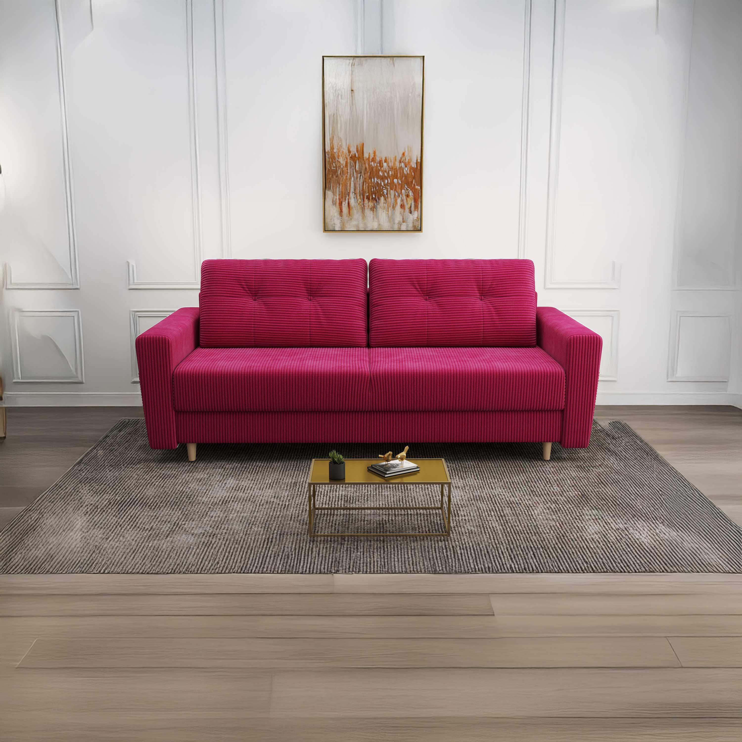 Canapea extensibilă dumonde cu ladă de depozitare si sezut confortabil din spuma high-density, Summer Zoom Rosu 225x100 cm