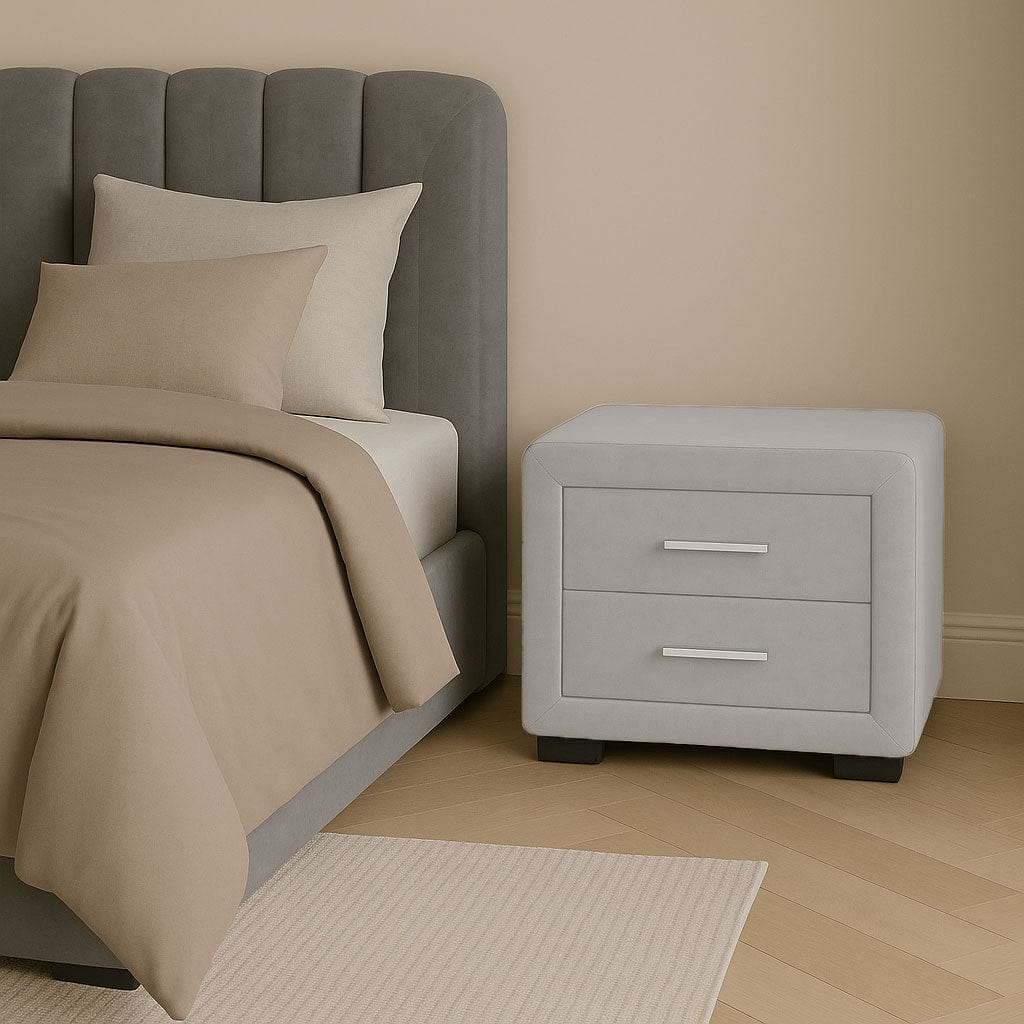 Noptiera dumonde tapitata plush alb Velvet