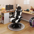 Scaun gaming Dumonde VIPER, mecanism multifuncțional, ecopiele, suport picioare, alb/negru
