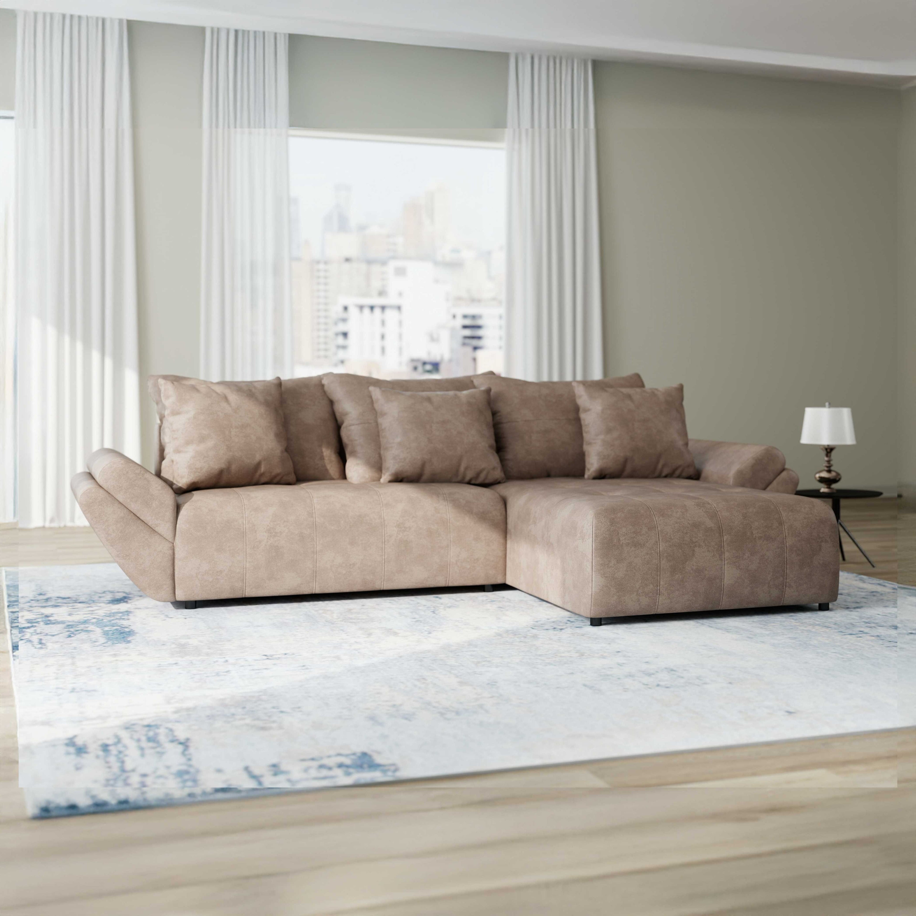 Colțar extensibil dumonde cu ladă de depozitare si sezut confortabil din spuma high-density, Berlin Tobago Maro 280x185 cm II