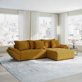 Colțar extensibil dumonde cu ladă de depozitare si sezut confortabil din spuma high-density, Berlin Ambience Mustar 280x185 cm II