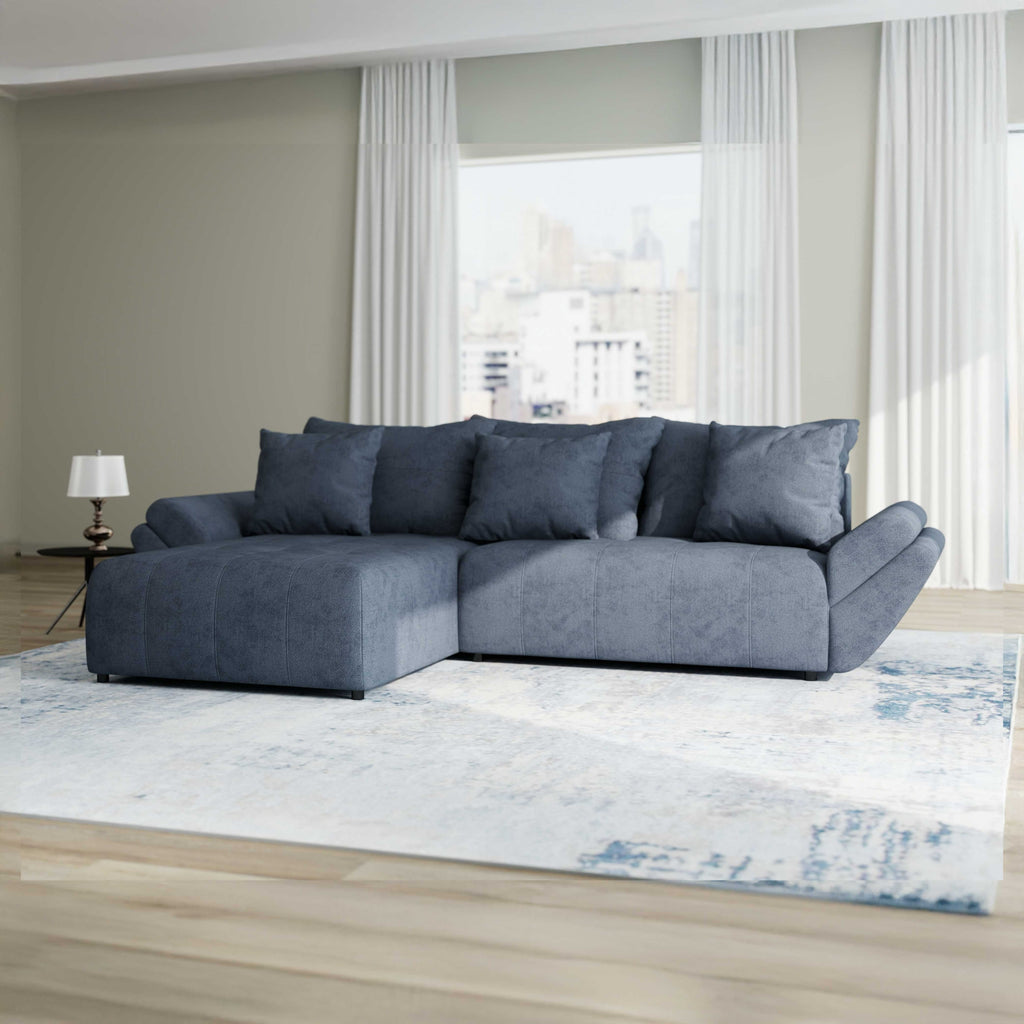 Colțar extensibil dumonde cu ladă de depozitare si sezut confortabil din spuma high-density, Berlin Enjoy Antracit 280x185 cm