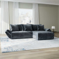 Colțar extensibil dumonde cu ladă de depozitare si sezut confortabil din spuma high-density, Berlin Euphoria Gri Grafit 280x185 cm II