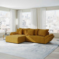 Colțar extensibil dumonde cu ladă de depozitare si sezut confortabil din spuma high-density, Berlin Ambience Mustar 280x185 cm