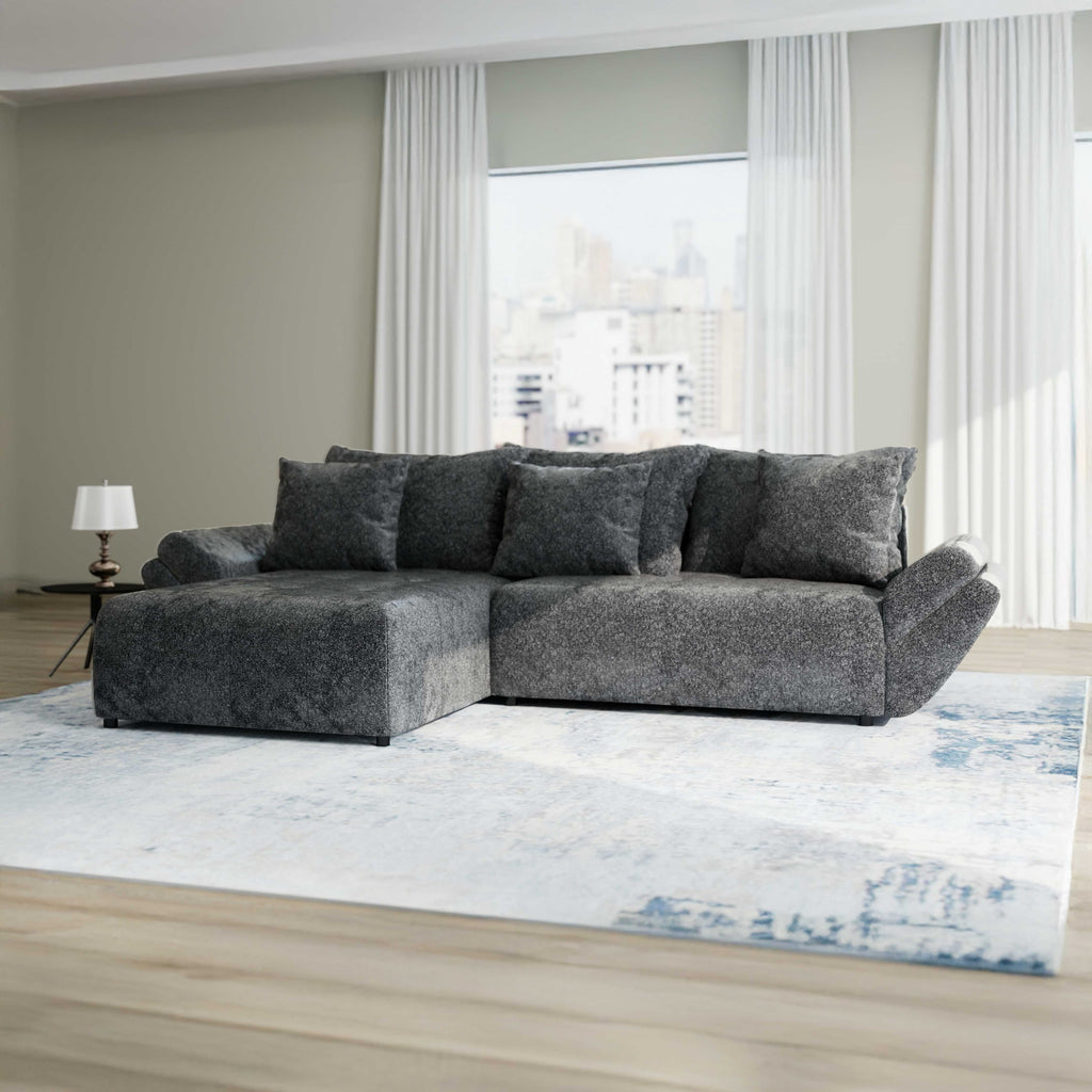 Colțar extensibil dumonde cu ladă de depozitare si sezut confortabil din spuma high-density, Berlin Euphoria Negru 280x185 cm