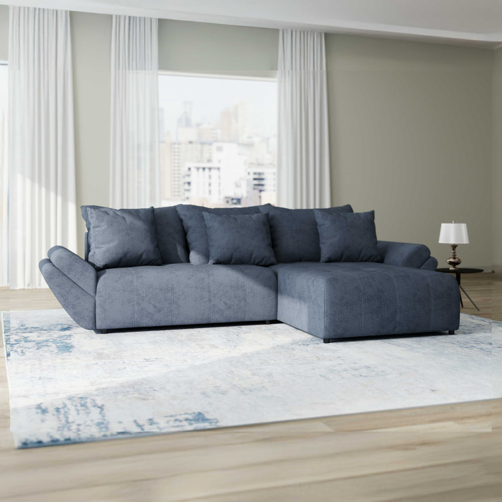 Colțar extensibil dumonde cu ladă de depozitare si sezut confortabil din spuma high-density, Berlin Enjoy Antracit 280x185 cm II
