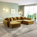 Colțar extensibil dumonde cu ladă de depozitare si sezut confortabil din spuma high-density, Loana U Royal Mustar 355x185 cm