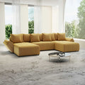 Colțar extensibil dumonde cu ladă de depozitare si sezut confortabil din spuma high-density, Berlin U Royal Mustar 380x180 cm