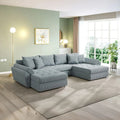 Colțar extensibil dumonde cu ladă de depozitare si sezut confortabil din spuma high-density, Loana U Zoom Grey 355x185 cm