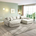 Colțar extensibil dumonde cu ladă de depozitare si sezut confortabil din spuma high-density, Loana U Enjoy Bej 355x185 cm