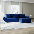 Colțar extensibil dumonde cu ladă de depozitare si sezut confortabil din spuma high-density, Berlin Royal Albastru Navy 280x185 cm II