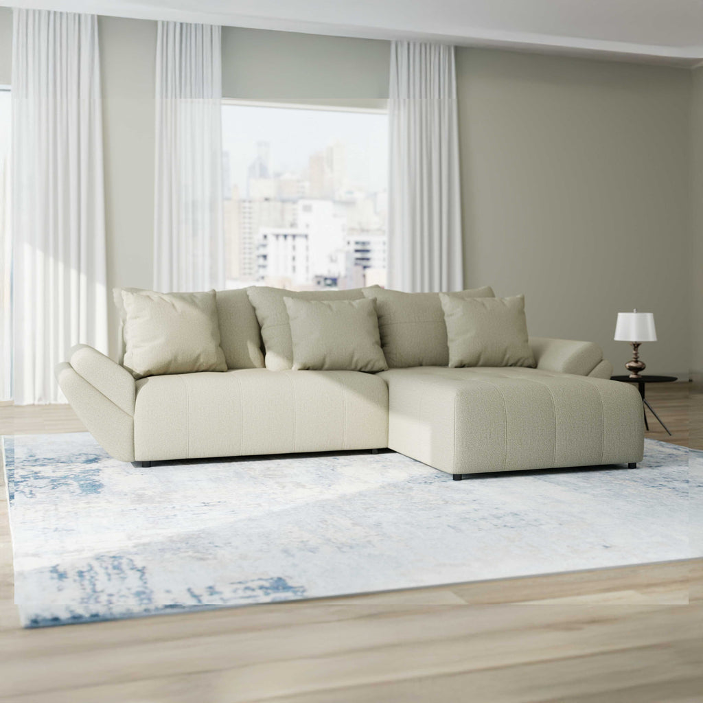 Colțar extensibil dumonde cu ladă de depozitare si sezut confortabil din spuma high-density, Berlin Enjoy Bej 280x185 cm II