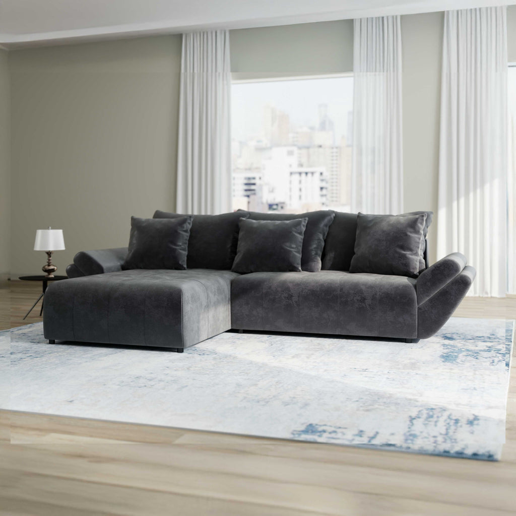 Colțar extensibil dumonde cu ladă de depozitare si sezut confortabil din spuma high-density, Berlin Madagaskar 280x185 cm
