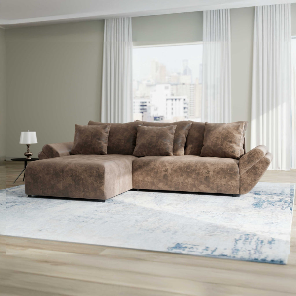 Colțar extensibil dumonde cu ladă de depozitare si sezut confortabil din spuma high-density, Berlin Madagaskar Maro 280x185 cm