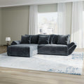 Colțar extensibil dumonde cu ladă de depozitare si sezut confortabil din spuma high-density, Berlin Euphoria Gri Grafit 280x185 cm