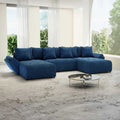 Colțar extensibil dumonde cu ladă de depozitare si sezut confortabil din spuma high-density, Berlin U Zoom Blue 380x180 cm