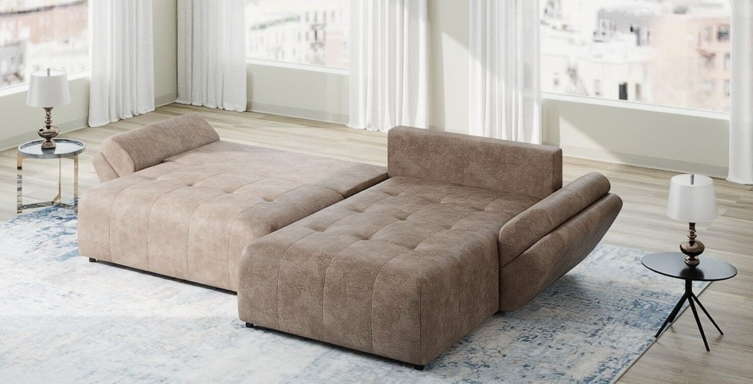 Colțar extensibil dumonde cu ladă de depozitare si sezut confortabil din spuma high-density, Berlin Tobago Maro 280x185 cm II