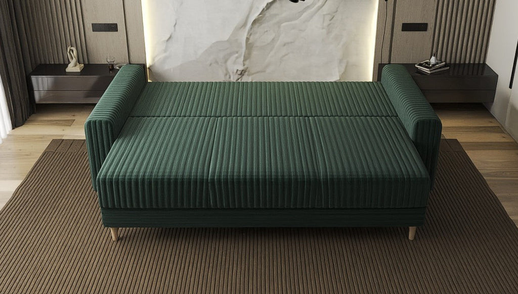 Canapea extensibilă dumonde cu ladă de depozitare si sezut confortabil din spuma high-density, Kronos Ambience Verde 210x100 cm
