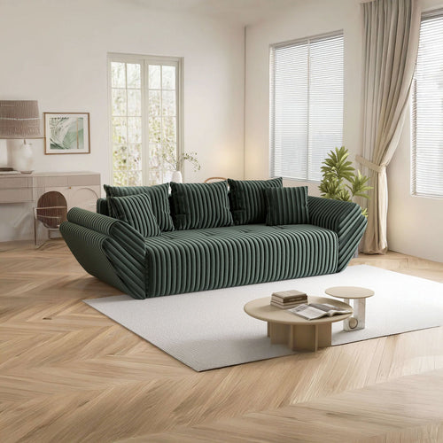 Canapea extensibilă dumonde cu ladă de depozitare si sezut confortabil din spuma high-density, Berlin Ambience Green 250x100 cm