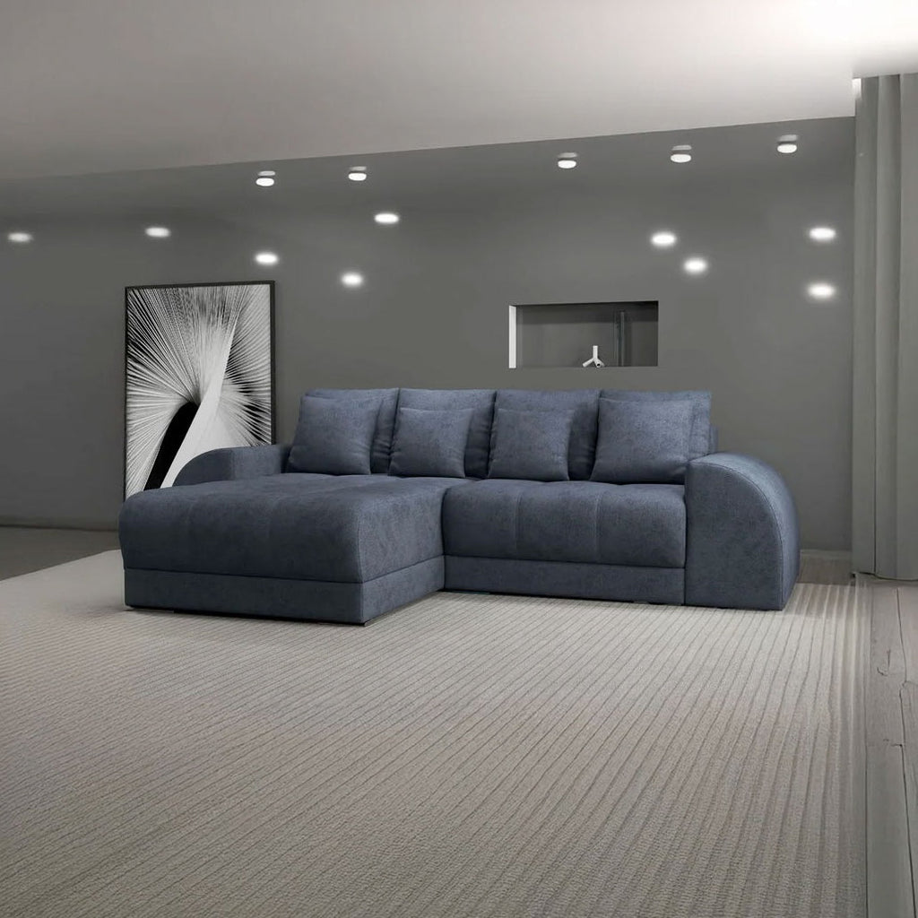Colțar extensibil dumonde cu ladă de depozitare si sezut confortabil din spuma high-density, Verona Enjoy Antracit 290x185 cm