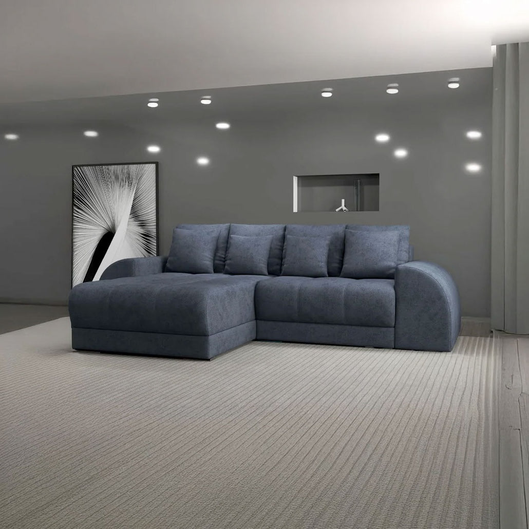 Colțar extensibil dumonde cu ladă de depozitare si sezut confortabil din spuma high-density, Verona Enjoy Antracit 290x185 cm
