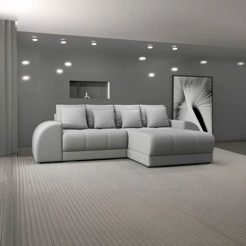 Colțar extensibil dumonde cu ladă de depozitare si sezut confortabil din spuma high-density, Verona Enjoy Gri II 290x185 cm