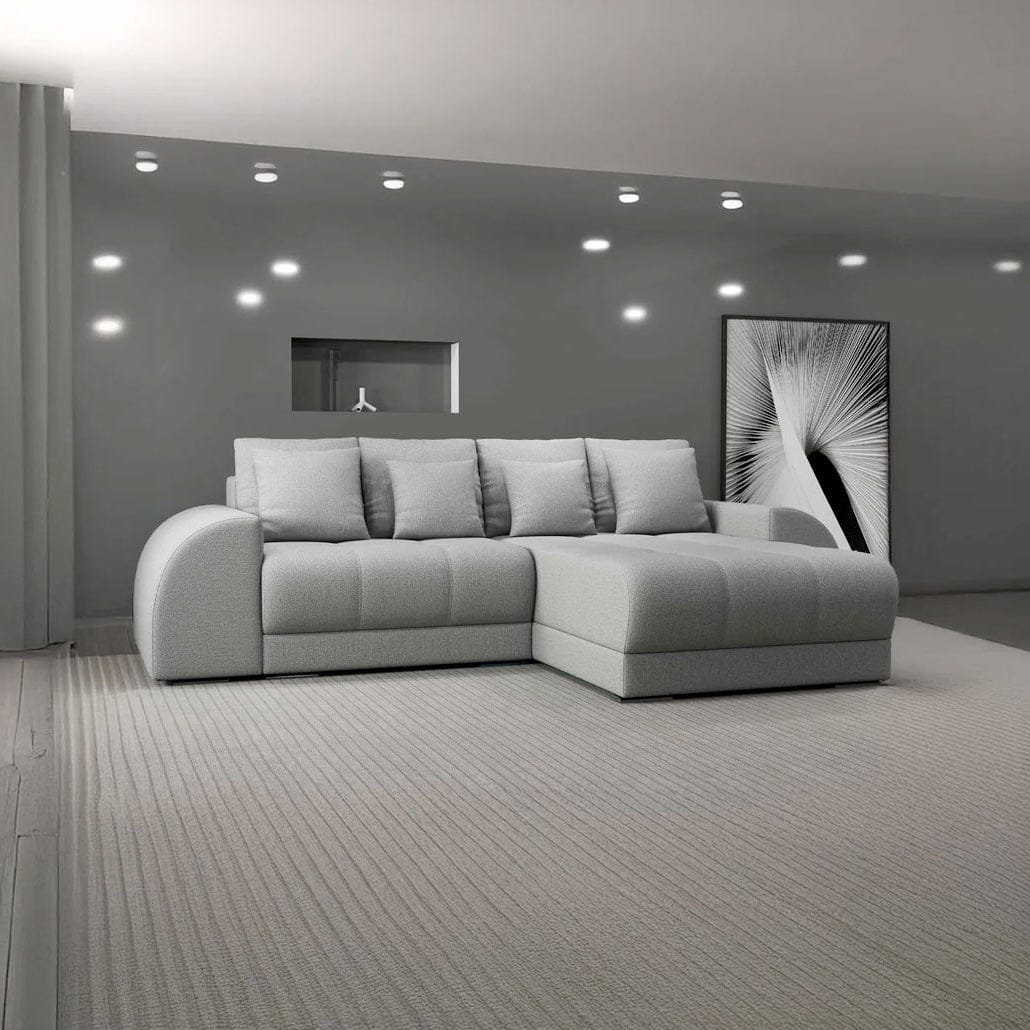 Colțar extensibil dumonde cu ladă de depozitare si sezut confortabil din spuma high-density, Verona Enjoy Gri II 290x185 cm