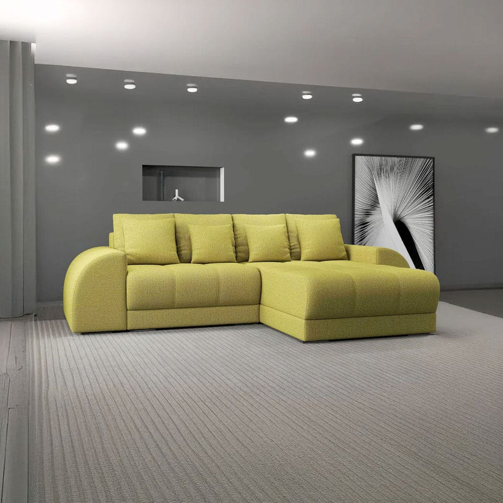 Colțar extensibil dumonde cu ladă de depozitare si sezut confortabil din spuma high-density, Verona Enjoy Verde II 290x185 cm