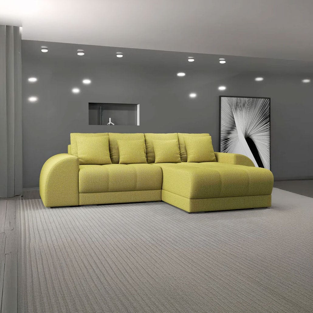 Colțar extensibil dumonde cu ladă de depozitare si sezut confortabil din spuma high-density, Verona Enjoy Verde II 290x185 cm