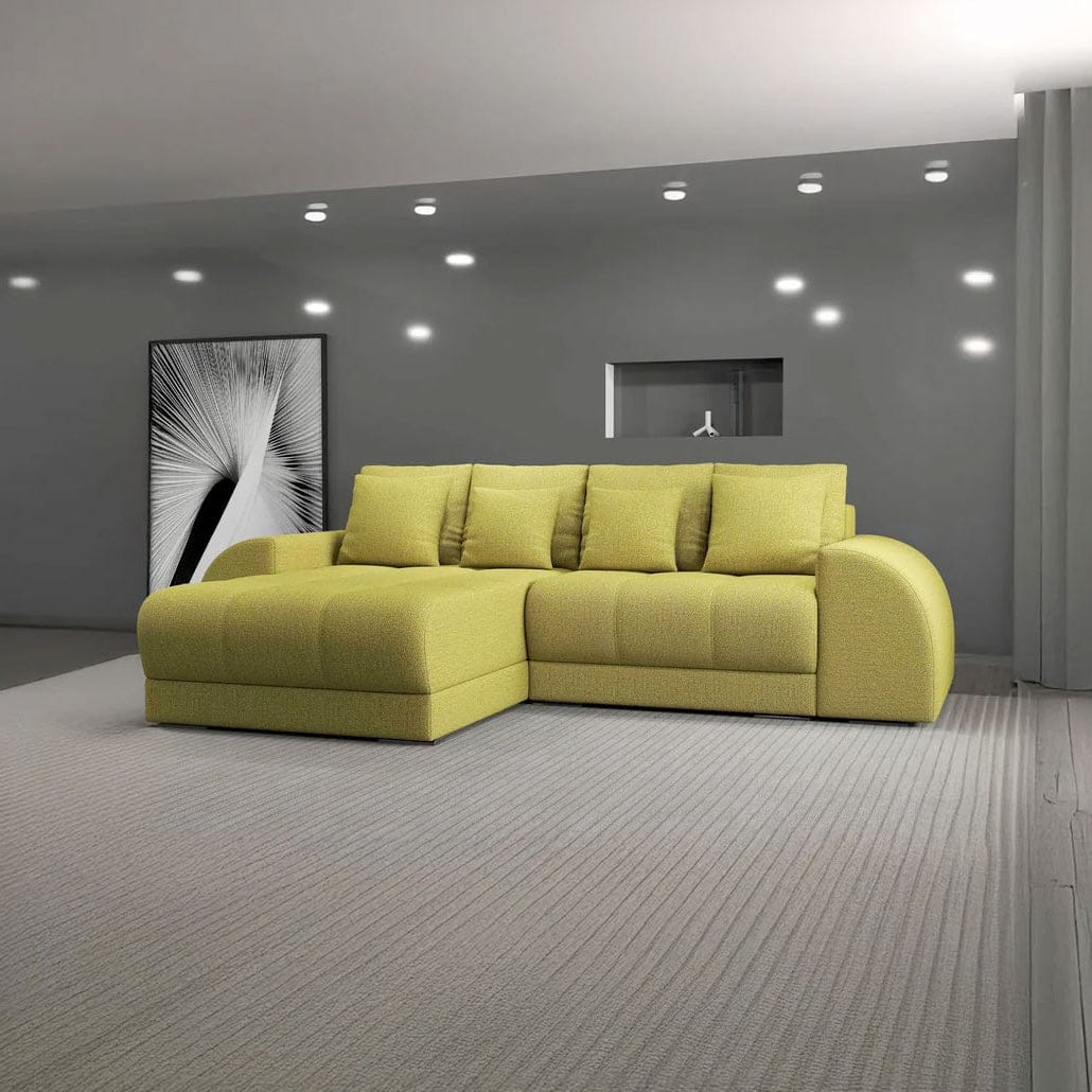 Colțar extensibil dumonde cu ladă de depozitare si sezut confortabil din spuma high-density, Verona Enjoy Verde 290x185 cm