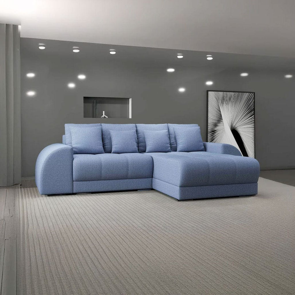 Colțar extensibil dumonde cu ladă de depozitare si sezut confortabil din spuma high-density, Verona Enjoy Albastru II 290x185 cm