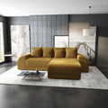 Colțar extensibil dumonde cu ladă de depozitare si sezut confortabil din spuma high-density, Verona Zoom Mustar II 290x185 cm