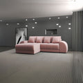 Colțar extensibil dumonde cu ladă de depozitare si sezut confortabil din spuma high-density, Verona Royal Roz 290x185 cm