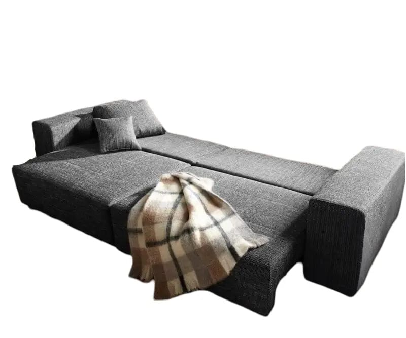 Canapea extensibilă dumonde cu ladă de depozitare si sezut confortabil din spuma high-density, Marbela Magma Black XXL 295x100 cm