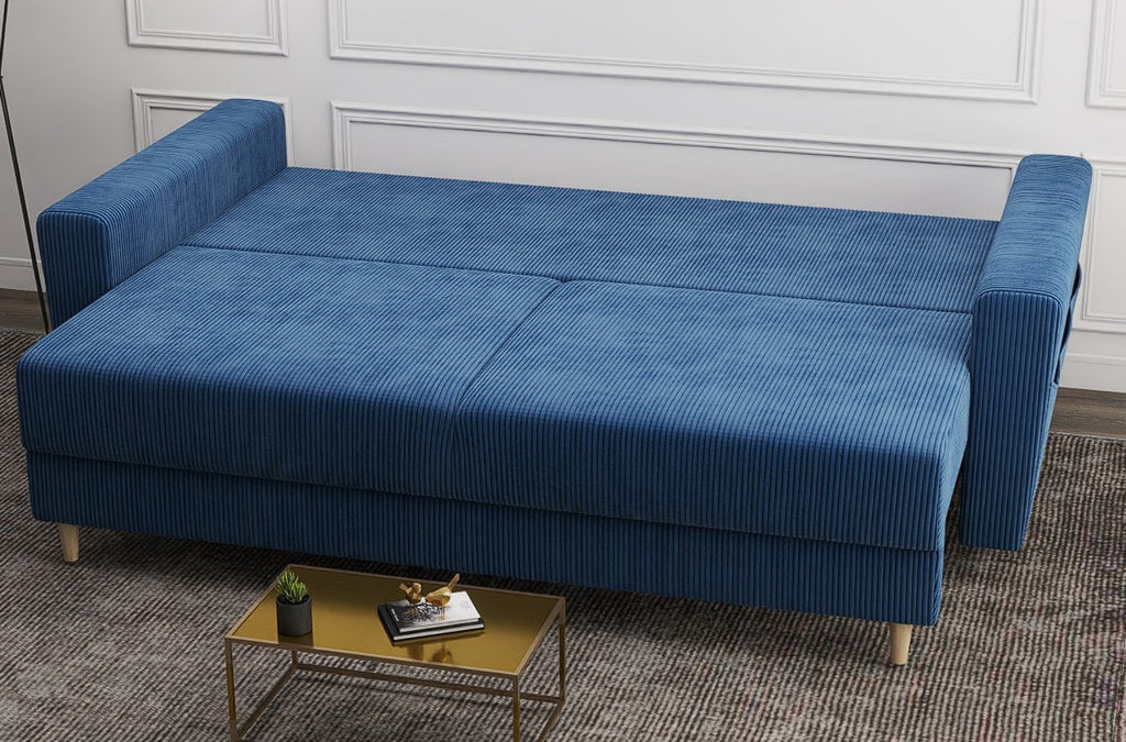 Canapea extensibilă dumonde cu ladă de depozitare si sezut confortabil din spuma high-density, Summer Zoom Albastru 225x100 cm