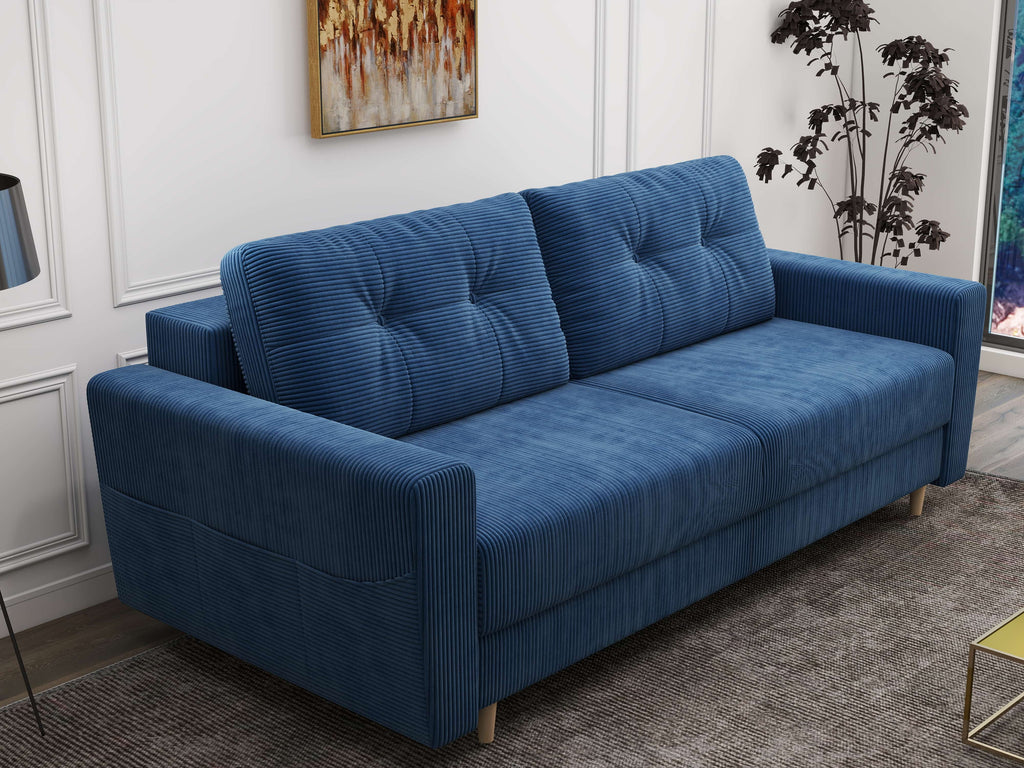 Canapea extensibilă dumonde cu ladă de depozitare si sezut confortabil din spuma high-density, Summer Zoom Albastru 225x100 cm
