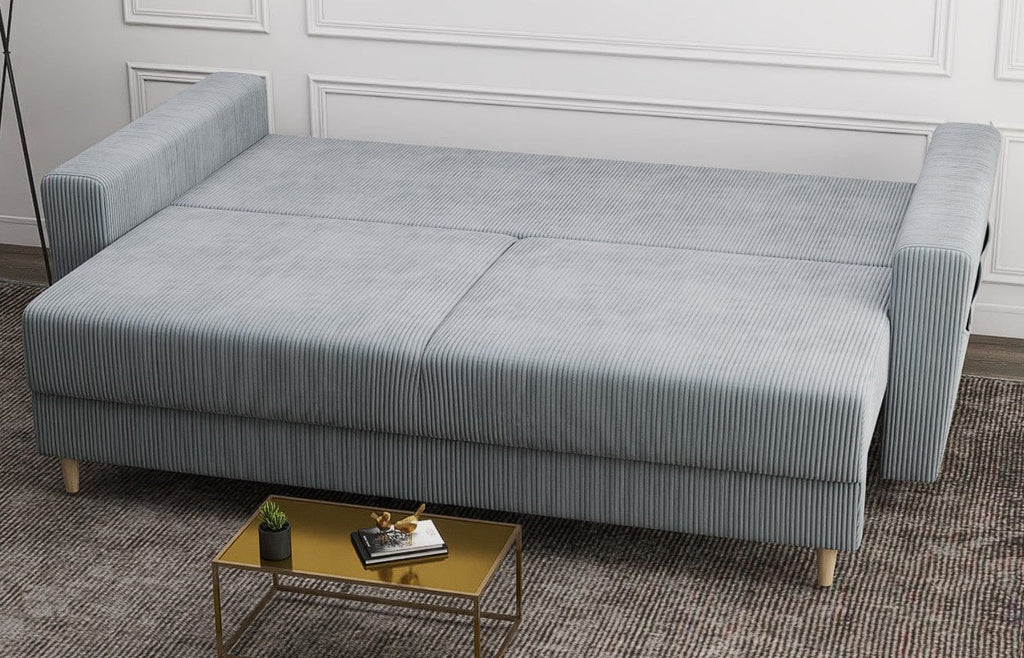 Canapea extensibilă dumonde cu ladă de depozitare si sezut confortabil din spuma high-density, Summer Zoom Grey 225x100 cm