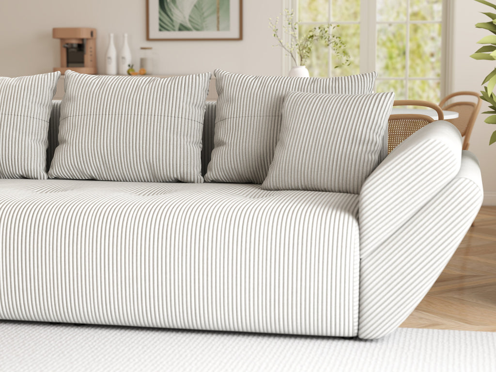 Canapea extensibilă dumonde cu ladă de depozitare si sezut confortabil din spuma high-density, Berlin Zoom Crem 250x100 cm