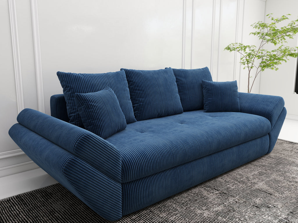 Canapea extensibilă dumonde cu ladă de depozitare si sezut confortabil din spuma high-density, Loana Zoom Blue 250x100 cm