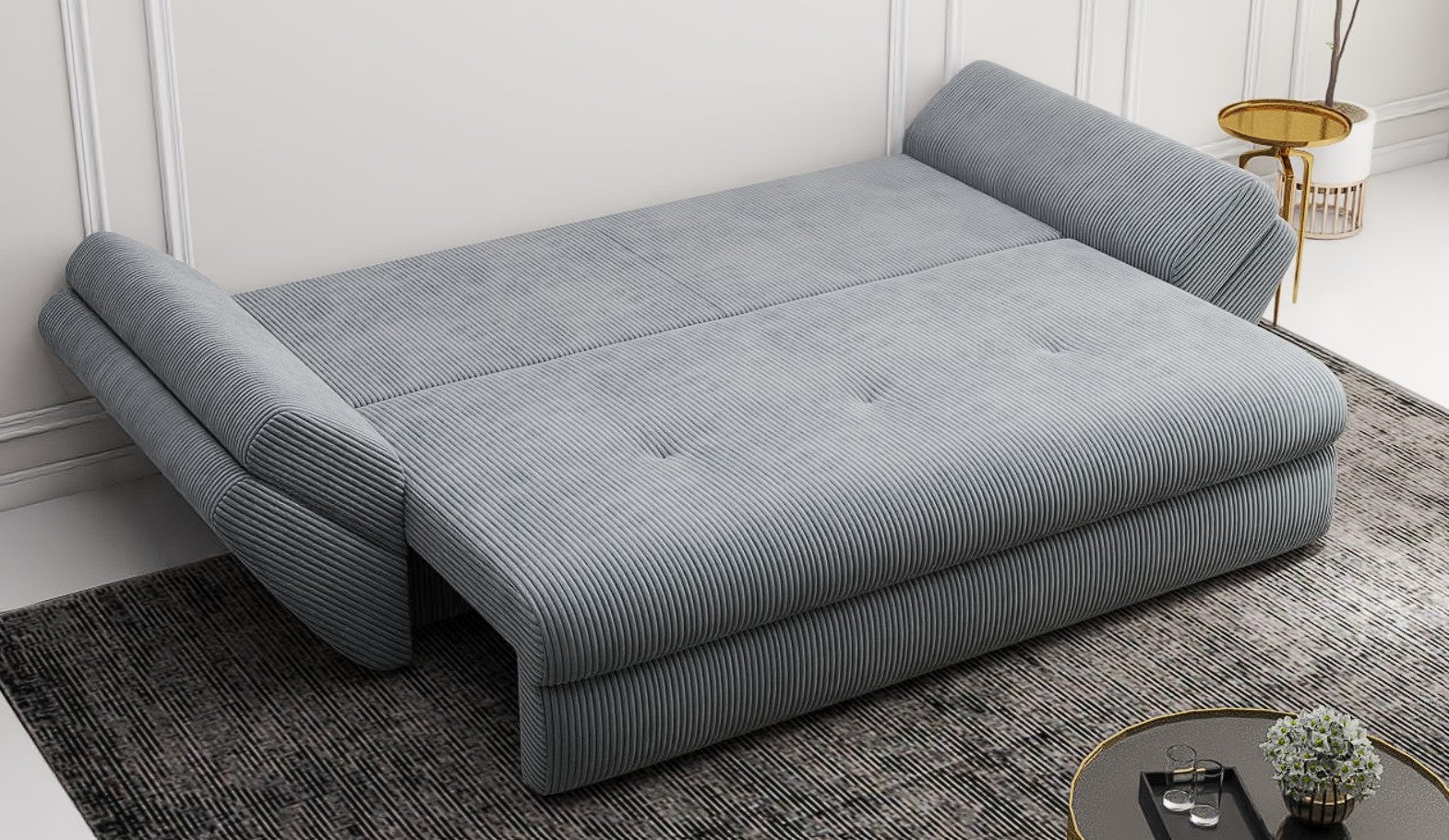 Canapea extensibilă dumonde cu ladă de depozitare si sezut confortabil din spuma high-density, Loana Zoom Grey 250x100 cm