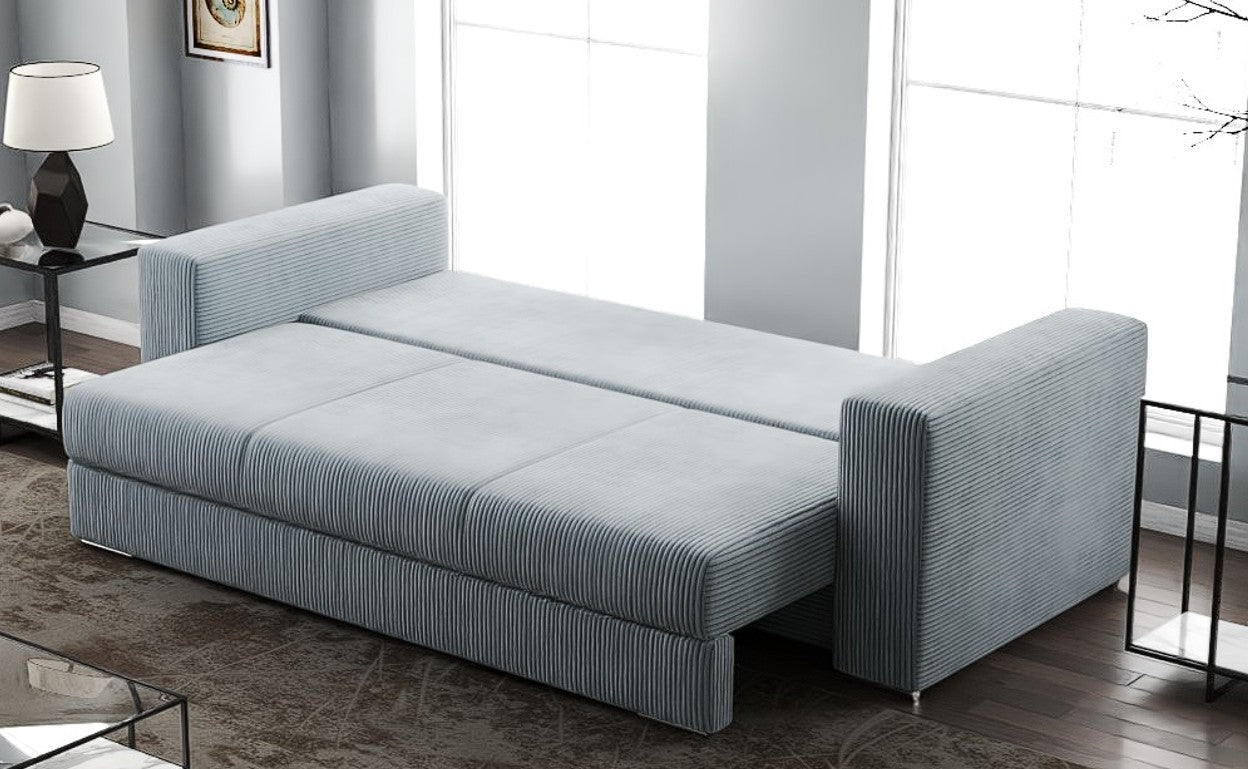 Canapea extensibilă dumonde cu ladă de depozitare si sezut confortabil din spuma high-density, Gloria Zoom Cream 240x100 cm