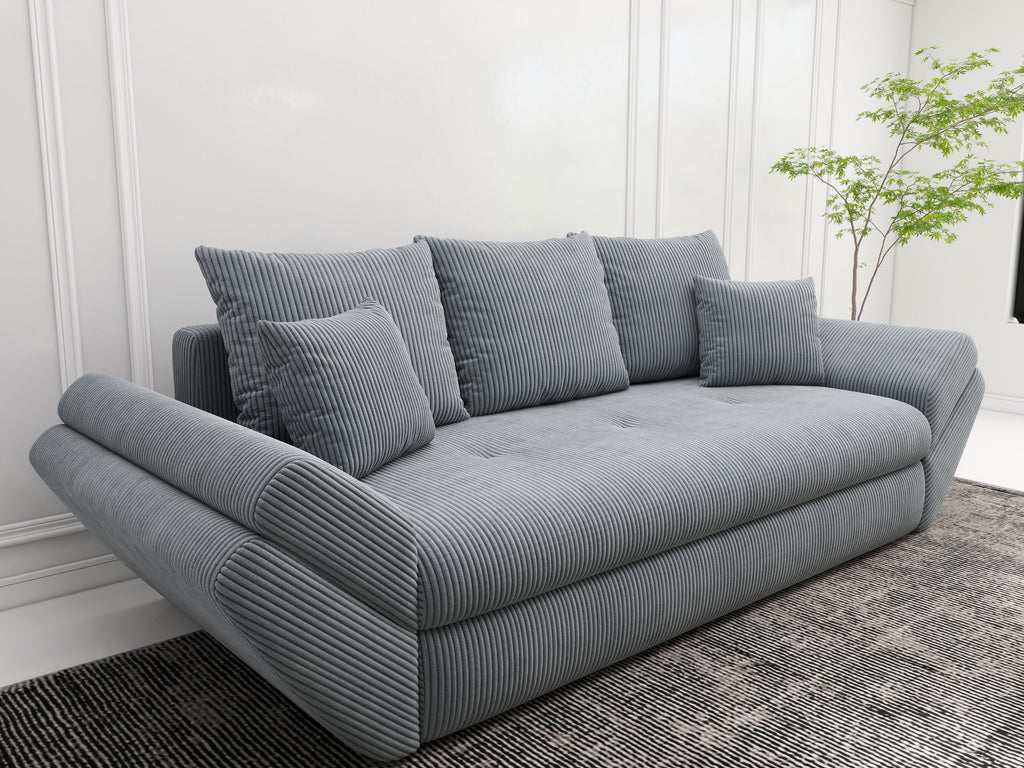 Canapea extensibilă dumonde cu ladă de depozitare si sezut confortabil din spuma high-density, Loana Zoom Grey 250x100 cm