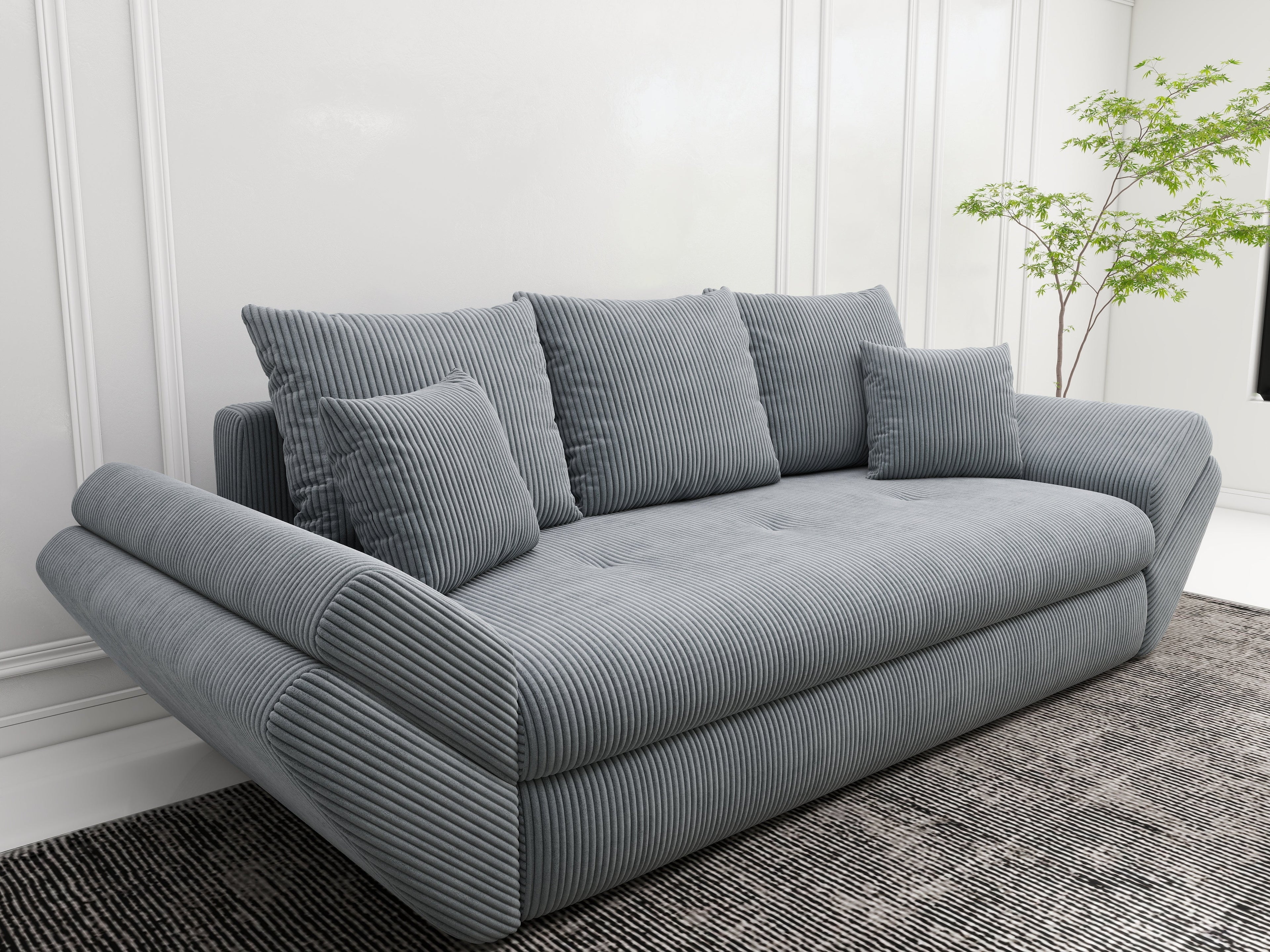Canapea extensibilă dumonde cu ladă de depozitare si sezut confortabil din spuma high-density, Loana Zoom Grey 250x100 cm