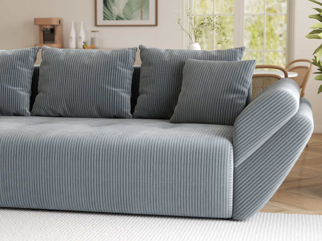 Canapea extensibilă dumonde cu ladă de depozitare si sezut confortabil din spuma high-density, Berlin Zoom Grey 250x100 cm