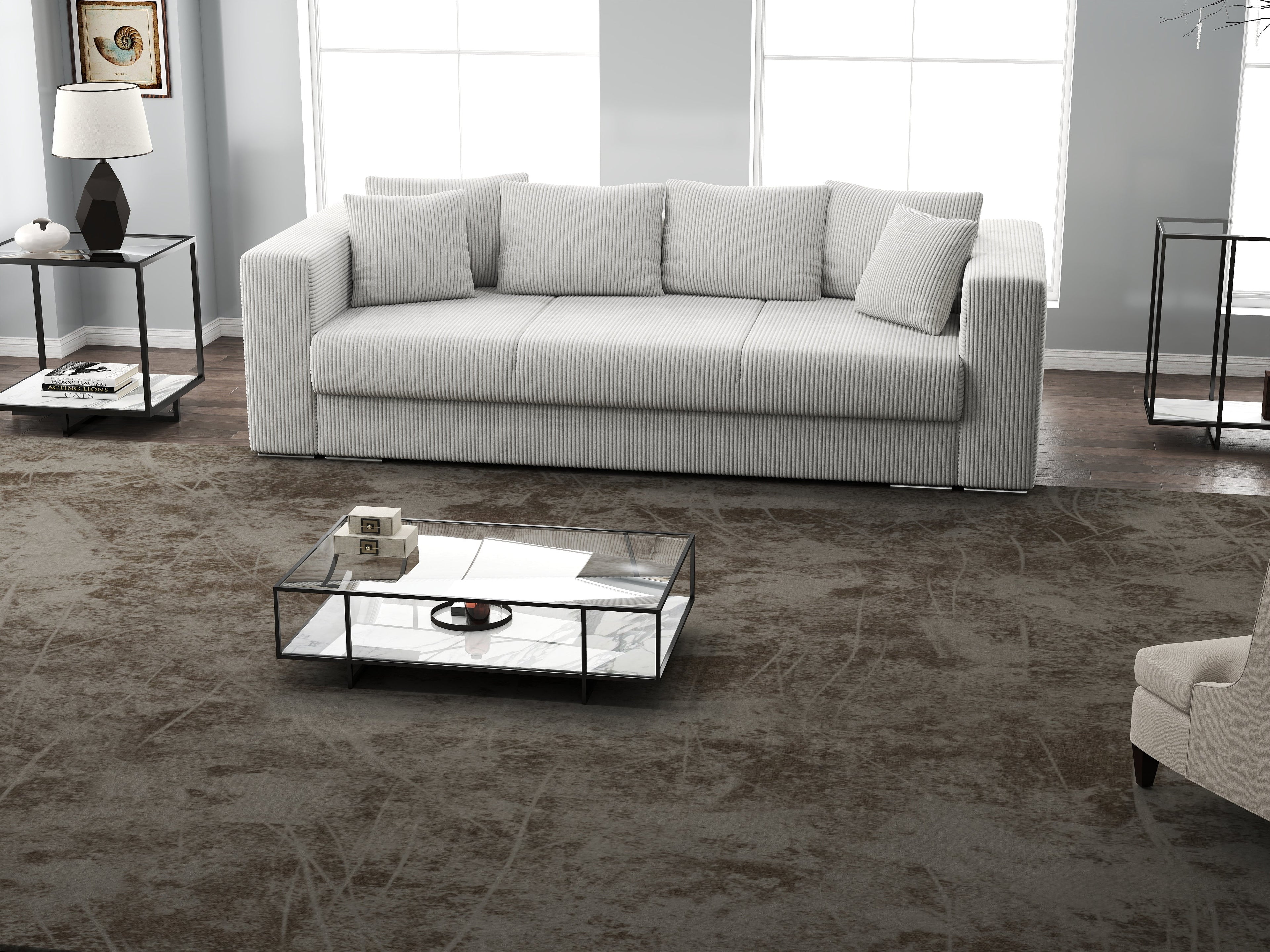 Canapea extensibilă dumonde cu ladă de depozitare si sezut confortabil din spuma high-density, Gloria Zoom Cream 240x100 cm