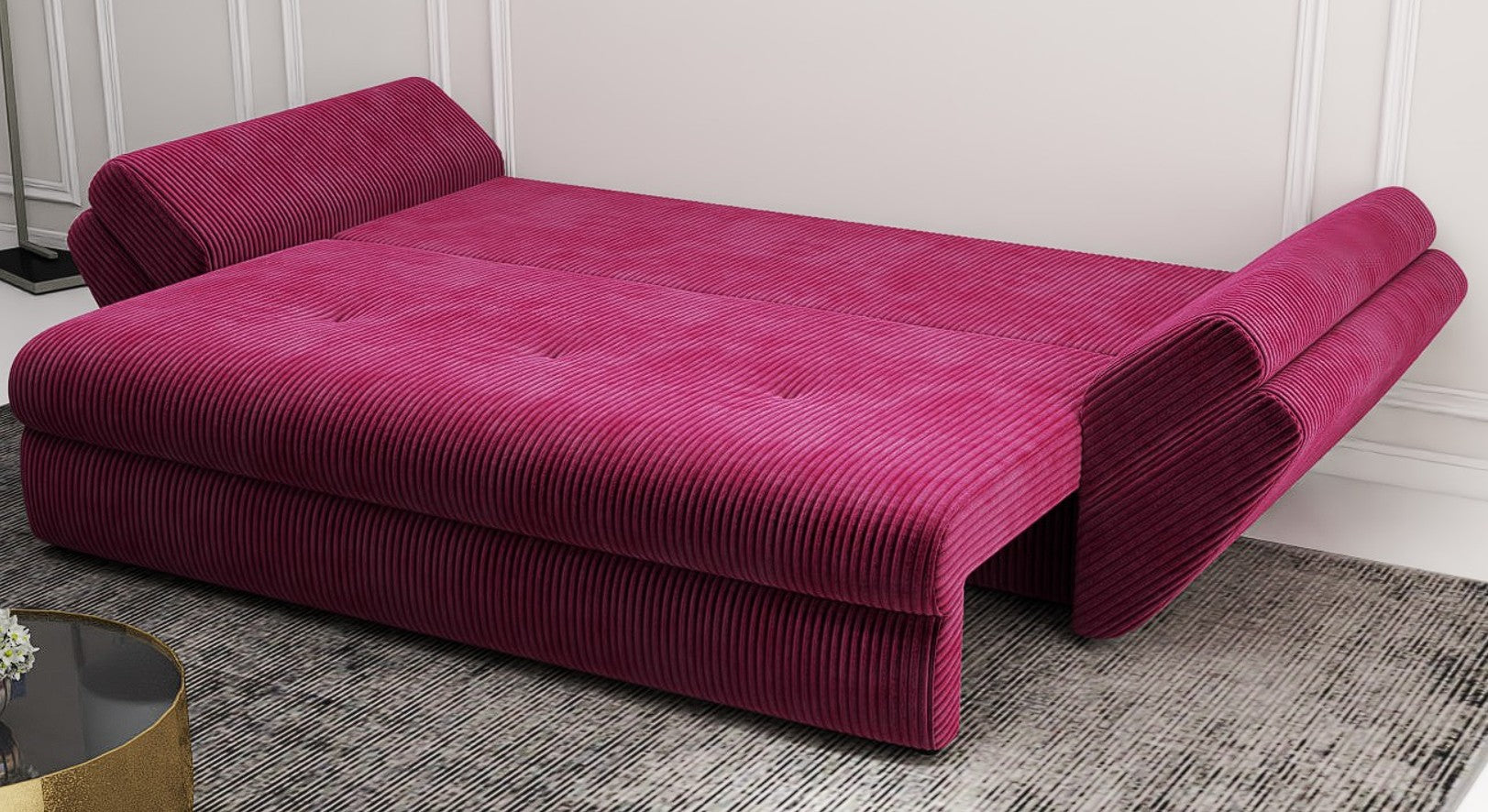 Canapea extensibilă dumonde cu ladă de depozitare si sezut confortabil din spuma high-density, Loana Zoom Rosu 250x100 cm