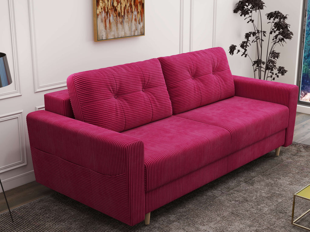 Canapea extensibilă dumonde cu ladă de depozitare si sezut confortabil din spuma high-density, Summer Zoom Rosu 225x100 cm